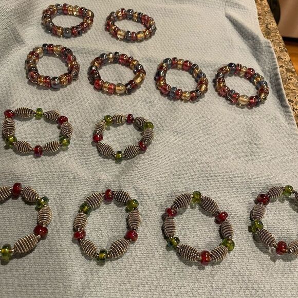 Multicolored Silver Wire Purple and Green Napkin Rings 2 sets of 6 Each = 12 - Picture 11 of 16